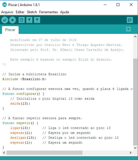 Code example using Brasilino